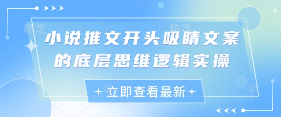 小说推文开头吸睛文案的底层思维逻辑实操_久创网