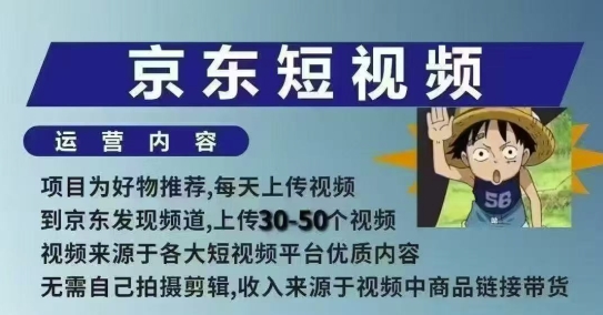 京东短视频带货课，无需自己拍摄剪辑，保姆式教学，两天快速上手_久创网