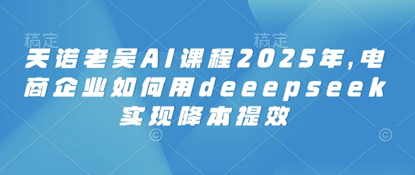 天诺老吴AI课程2025年，电商企业如何用deeepseek实现降本提效_久创网