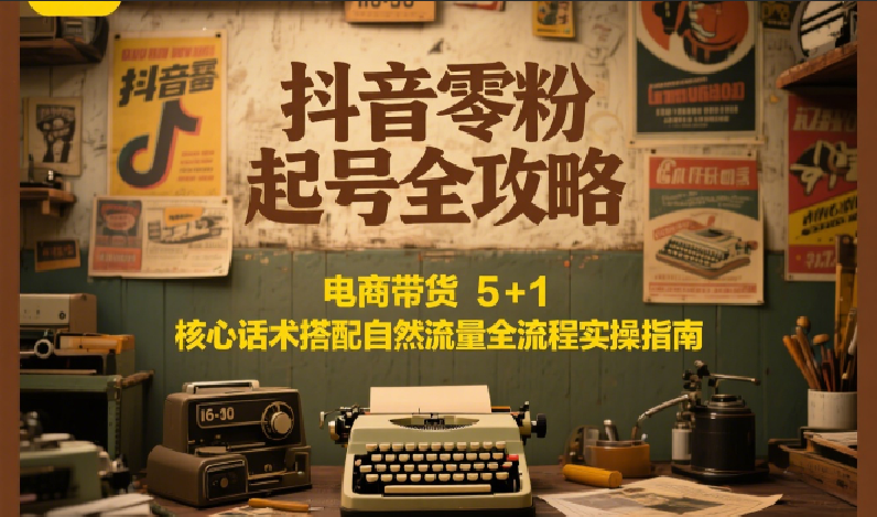 抖音零粉起号全攻略：电商带货 5+1 核心话术搭配自然流量全流程实操指南_久创网