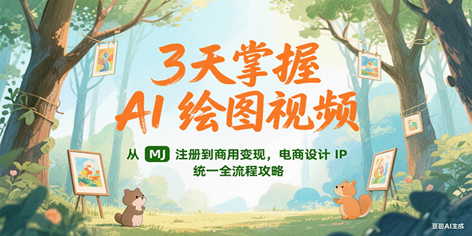 3天掌握AI绘图视频，从MJ 注册到商用变现，电商设计IP统一全流程攻略_久创网