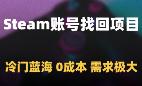 Steam账号找回项目，冷门蓝海，0成本，需求极大_久创网