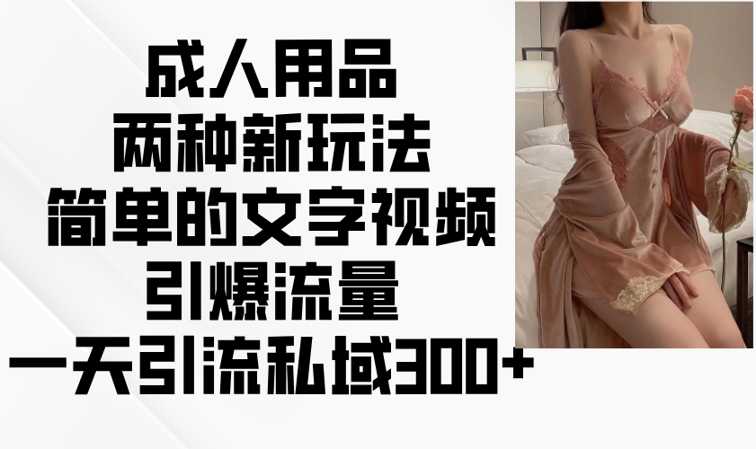 成人用品两种新玩法，简单的文字视频引爆流量，一天引流私域300+_久创网