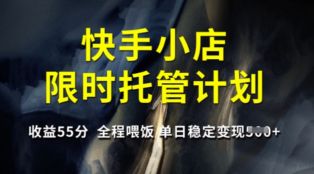 快手小店限时托管计划，收益55分，全程喂饭，单日稳定变现5张【揭秘】_久创网