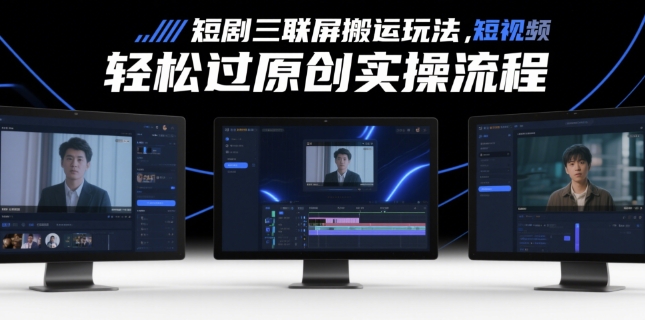 短剧三联屏搬运玩法，短剧搬运轻松过原创实操流程_久创网