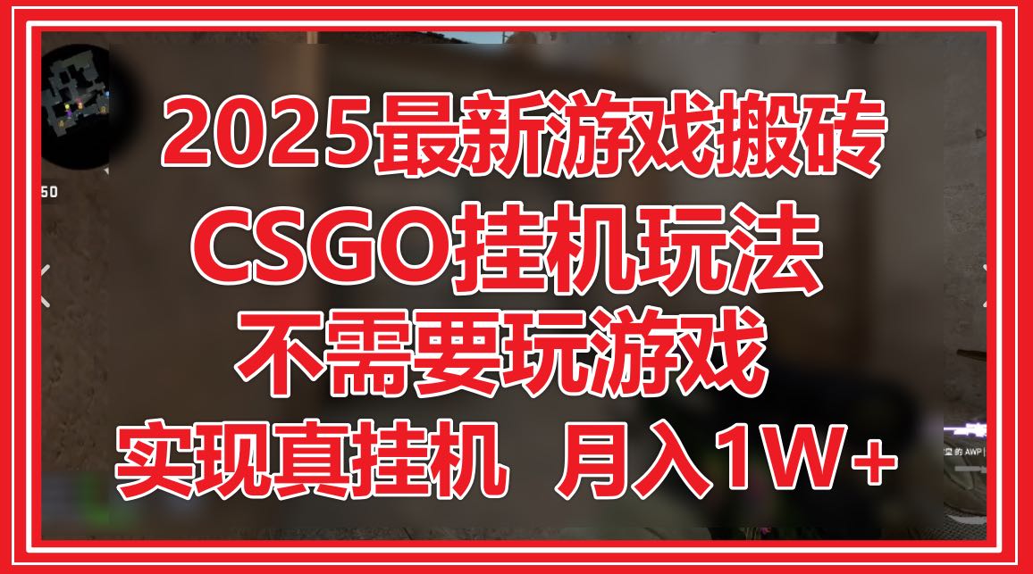 2025最新游戏搬砖，CSGO挂机，不需要玩游戏，实现真挂机，月入1W+_久创网