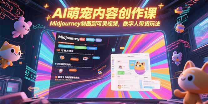 AI萌宠内容创作课，Midjourney制图到可灵视频，数字人带货玩法_久创网