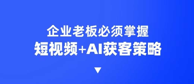 企业短视频AI获客霸屏流量课，6步短视频+AI突围法，3大霸屏抢客策略_久创网