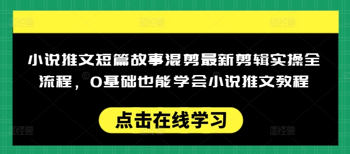 小说推文短篇故事混剪最新剪辑实操全流程，0基础也能学会小说推文教程，肯干多发日入多张_久创网