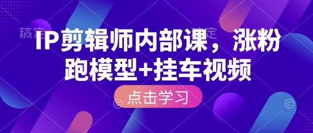 IP剪辑师内部课，涨粉跑模型+挂车视频_久创网