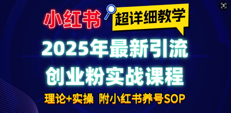 2025年最新小红书引流创业粉实战课程【超详细教学】小白轻松上手，月入1W+，附小红书养号SOP_久创网