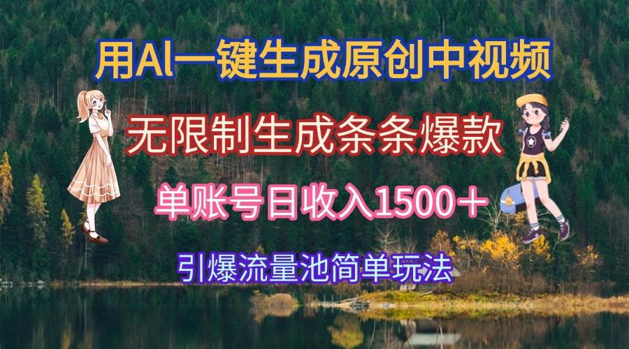 用Al一键生成原创中视频，无限制生成条条爆款，单账号日收入1500＋引爆..._久创网