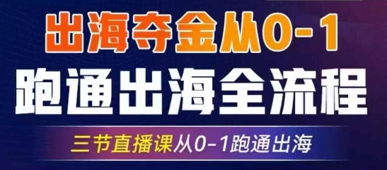 2025出海夺金从0-1跑通出海全流程，三节直播课从0-1跑通出海，教你用AI跑通全流程_久创网