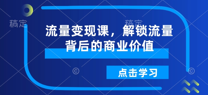 流量变现课，解锁流量背后的商业价值_久创网