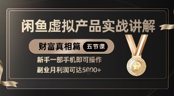 精品！闲鱼虚拟产品实战讲解，新手一部手机即可操作，副业月利润可达5k+_久创网
