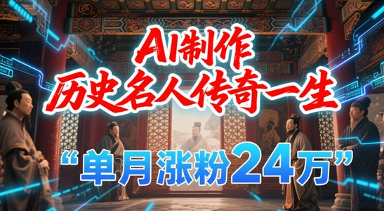 暴力起号！用AI制作历史名人传奇一生，单月涨粉24W，涨粉+变现赛道黑马来了_久创网