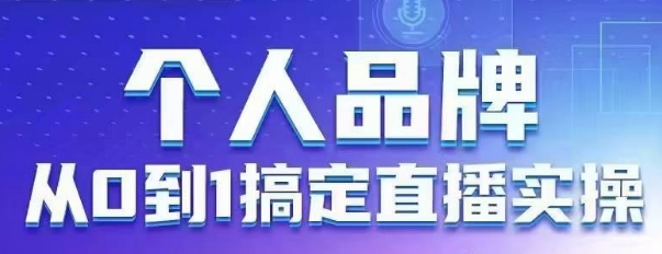 个人品牌：从0到1搞定直播实操，用直播为你的个人品牌赋能，六大实操板块，放大个人影响力_久创网
