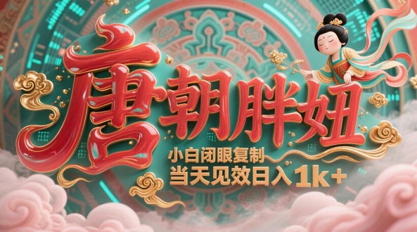 用AI克隆“唐朝胖妞”日更3条，平台疯狂推流，小白闭眼复制，当天见效，日入1k+_久创网