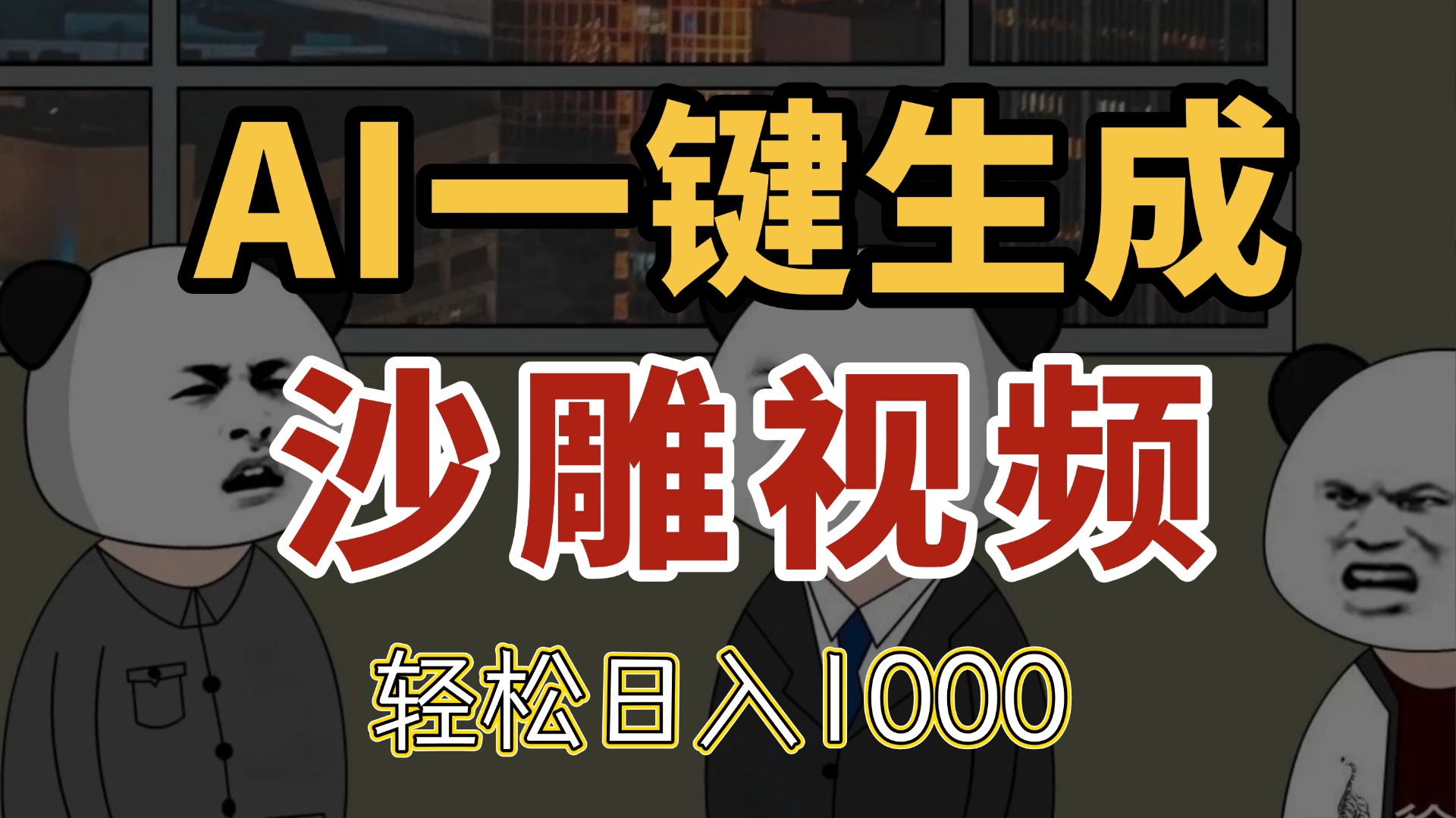 AI一键生成沙雕视频，一条视频千万播放，轻松日入1000_久创网
