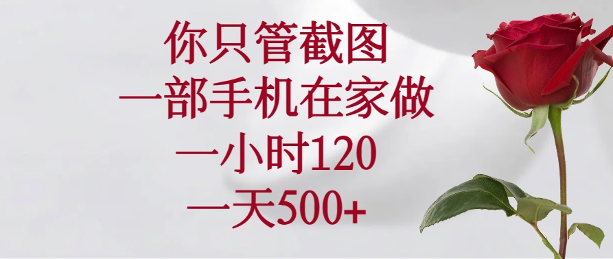 你只管截图，一部手机在家做，一小时120，一天500+_久创网