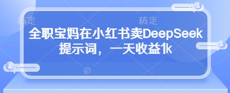 全职宝妈在小红书卖DeepSeek提示词，一天收益1k_久创网