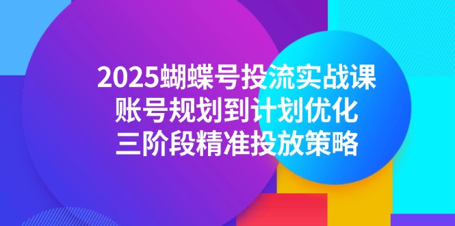 2025蝴蝶号投流实战课，账号规划到计划优化，三阶段精准投放策略_久创网