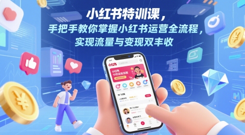 小红书特训课，手把手教你掌握小红书运营全流程，实现流量与变现双丰收_久创网