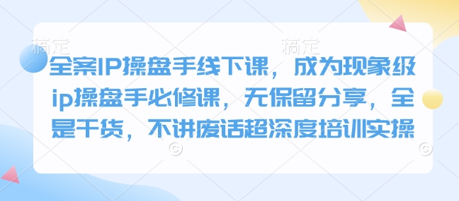 全案IP操盘手线下课，成为现象级ip操盘手必修课，无保留分享，全是干货，不讲废话超深度培训实操_久创网