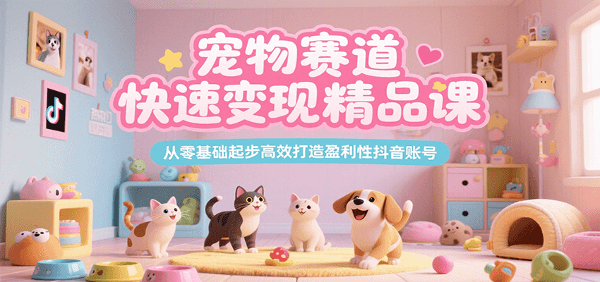 宠物赛道快速变现精品课，从零基础起步高效打造盈利性抖音账号_久创网