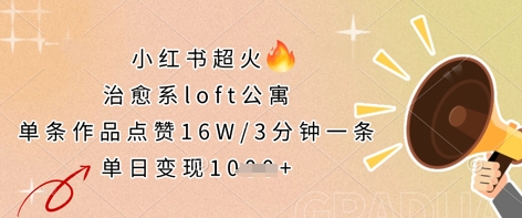 小红书超火的治愈系loft公寓，单条作品点赞16W，3分钟一条，单日变现数张_久创网