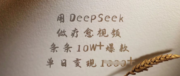 用DeepSeek做疗愈视频，条条10W+爆款，单日变现多张_久创网