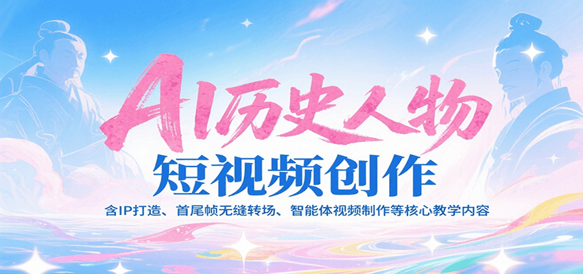 AI历史人物短视频创作，含IP打造、首尾帧无缝转场、智能体视频制作等核心教学内容_久创网