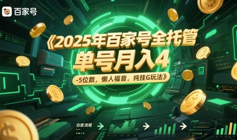2025年百家号全托管，单号月入4-5位数，懒人福音，纯挂G玩法【揭秘】_久创网