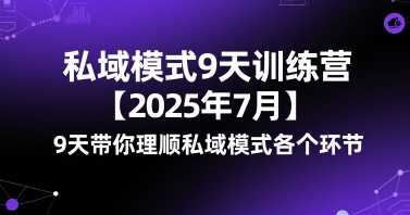 私域模式9天训练营【2025年7月】​9天带你理顺私域模式各个环节_久创网