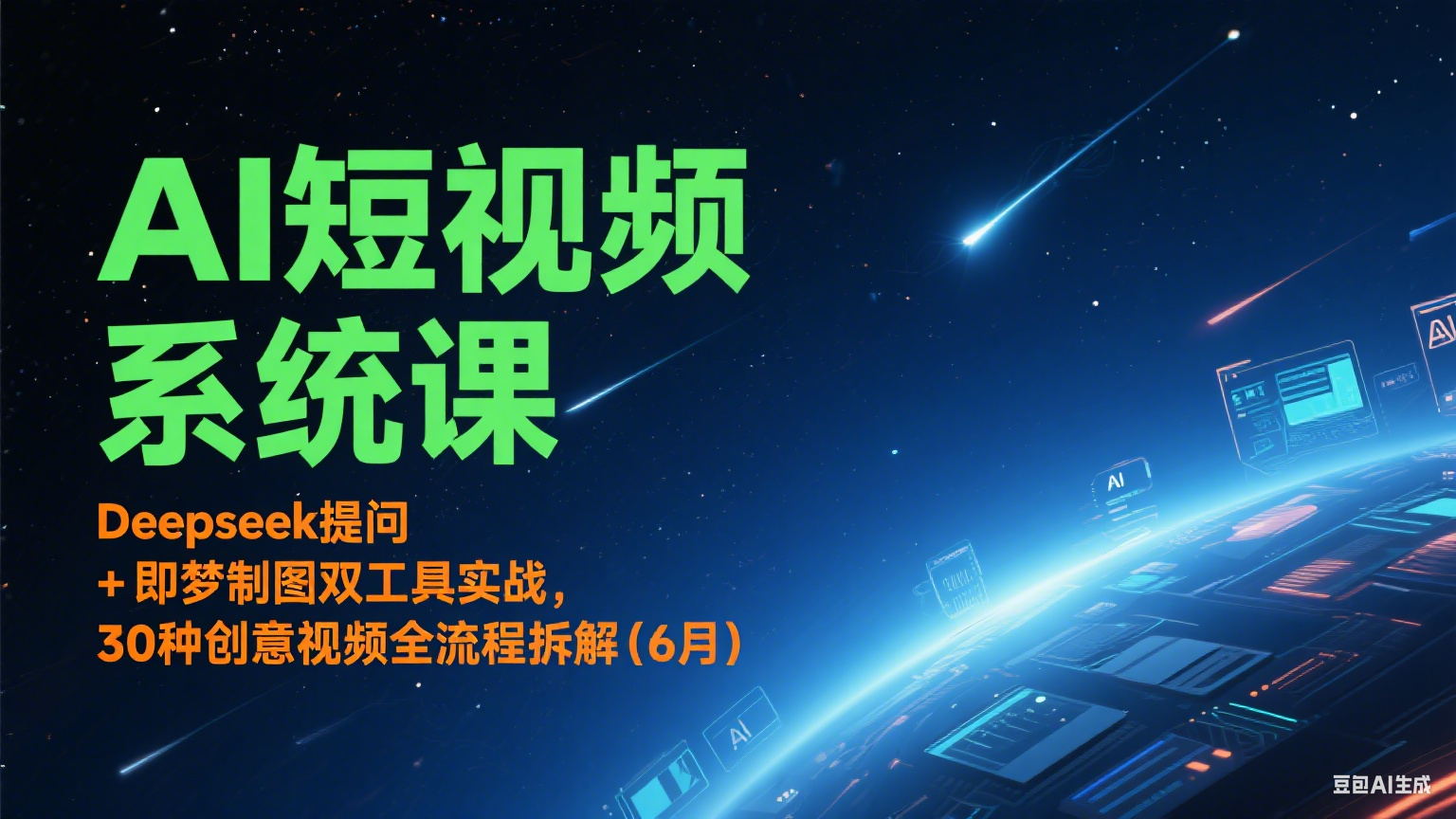 AI短视频系统课：Deepseek提问 + 即梦制图双工具实战，30种创意视频全流程拆解(6月)_久创网