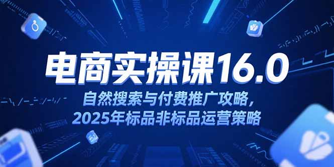 淘宝电商运营课16.0，自然搜索与付费推广攻略，2025年标品非标品运营策略_久创网