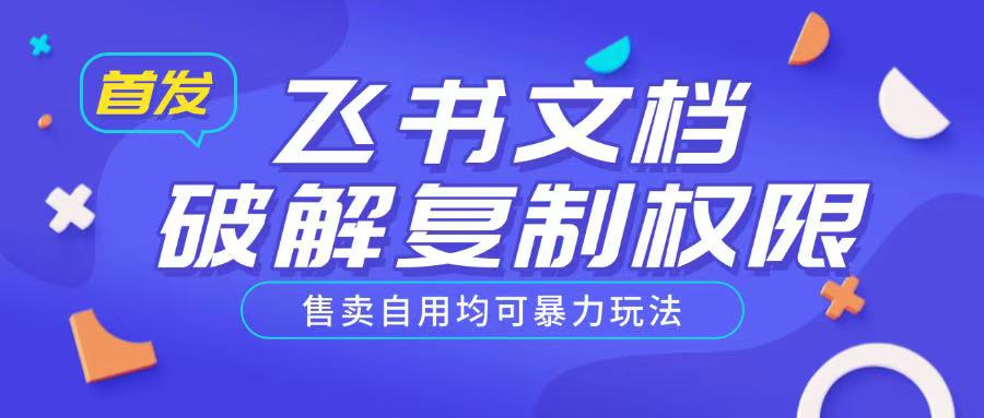 首发飞书文档破解复制权限，售卖自用均可暴力玩法_久创网