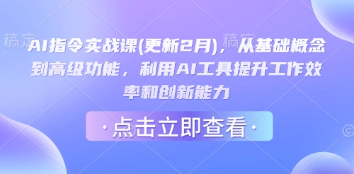 AI指令实战课(更新2月)，从基础概念到高级功能，利用AI工具提升工作效率和创新能力_久创网