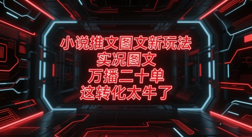 小说推文图文新玩法，实况图文，万播二十单，这转化太牛了！_久创网