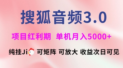 搜狐音频挂ji3.0.可矩阵可放大，独家技术，稳定月入5000+【揭秘】_久创网