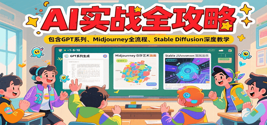 AI实战全攻略，包含GPT系列、Midjourney全流程、Stable Diffusion深度教学_久创网