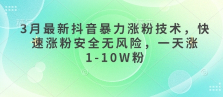 3月最新抖音暴力涨粉技术，快速涨粉安全无风险，一天涨1-10W粉_久创网
