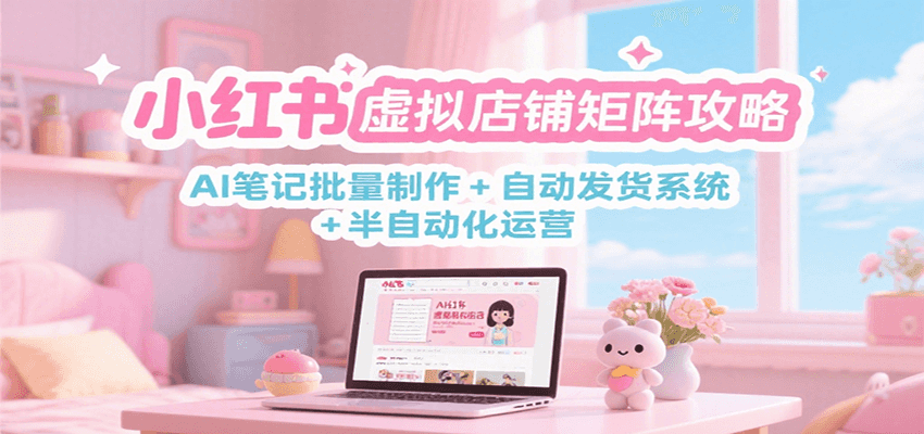小红书虚拟店铺矩阵攻略：AI笔记批量制作 + 自动发货系统 + 半自动化运营_久创网
