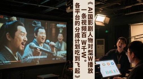 AI三国影视剧人物对口型唱歌玩法，一条视频百W千W播放，各平台的分成计划吃到飞起_久创网