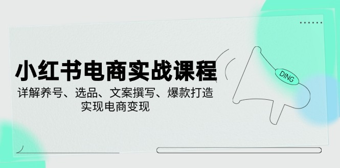 小红书电商实战课程，详解养号、选品、文案撰写、爆款打造，实现电商变现_久创网