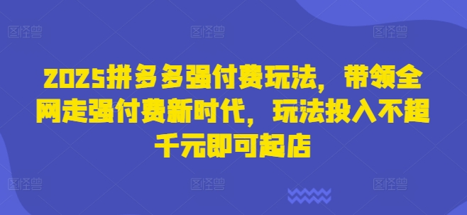 2025拼多多强付费玩法，带领全网走强付费新时代，玩法投入不超千元即可起店_久创网