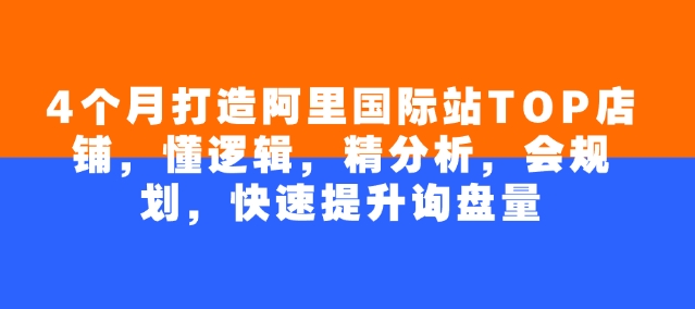 4个月打造阿里国际站TOP店铺，懂逻辑，精分析，会规划，快速提升询盘量_久创网