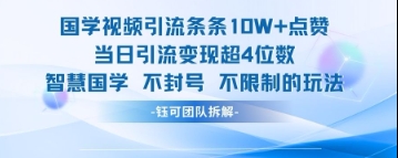 国学视频引流条条10W+点赞当日引流变现超4位数_久创网