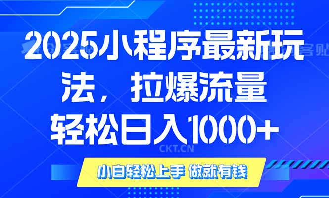 2025年小程序最新玩法，流量直接拉爆，单日稳定变现1000+_久创网