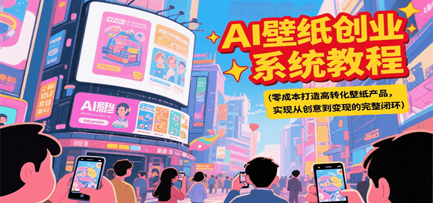 AI壁纸创业系统教程，零成本打造高转化壁纸产品，实现从创意到变现的完整闭环_久创网